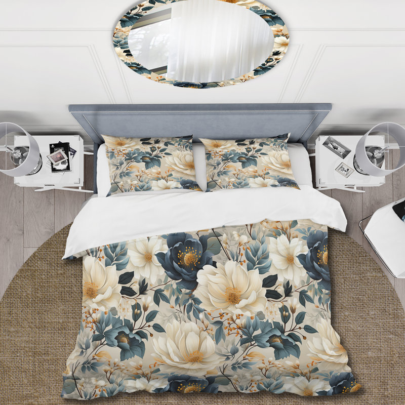 Ensemble de housse de couette Ethereal Blooms V, Housse de couette pour grand lit et 2 taies décor