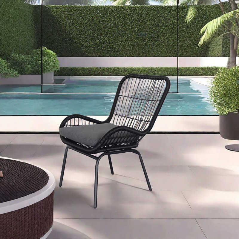 Kyla Outdoor Lounge Chair, Black