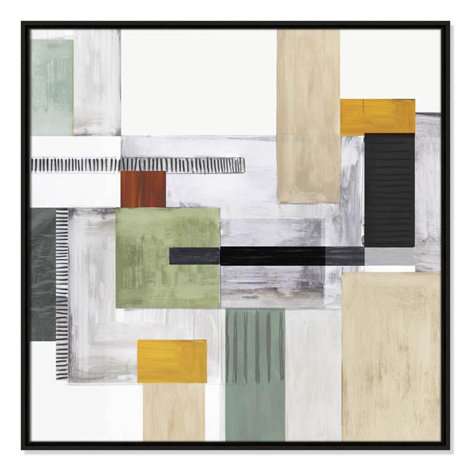 Playful Blocks Print, 31.5" H x 31.5" W x 2" D, Espresso Floater Framed
