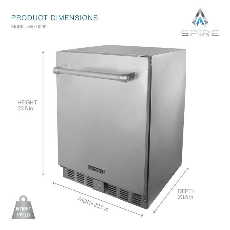 Spire 5.1 Cu.ft. Compact Refrigerator With Premium Stainless Steel Exterior, Temperature Control 0 To 10°c, 4 Shelves, And Reversible Door - Big Mini Fridge For Outdoor, Kitchen, And More - 850-0009