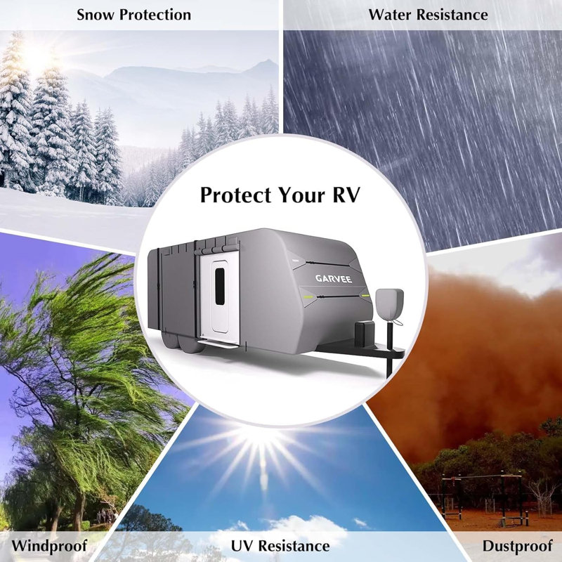 20–22 Ft Travel Trailer Cover TT RV Cover Windproof All Weather RV Cover For Outdoor Storage, 104" H x 270" W x 102" D