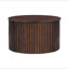 Table basse ronde à plateau relevable, table d'appoint moderne en bois cannelé avec rangement caché pour le salon-132157403