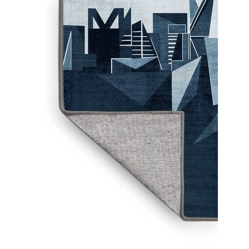 Machine Washable Paublo Shanghai Skyline Modern & Contemporary Geometric Rug in Gray – Gray Binding, 2x5