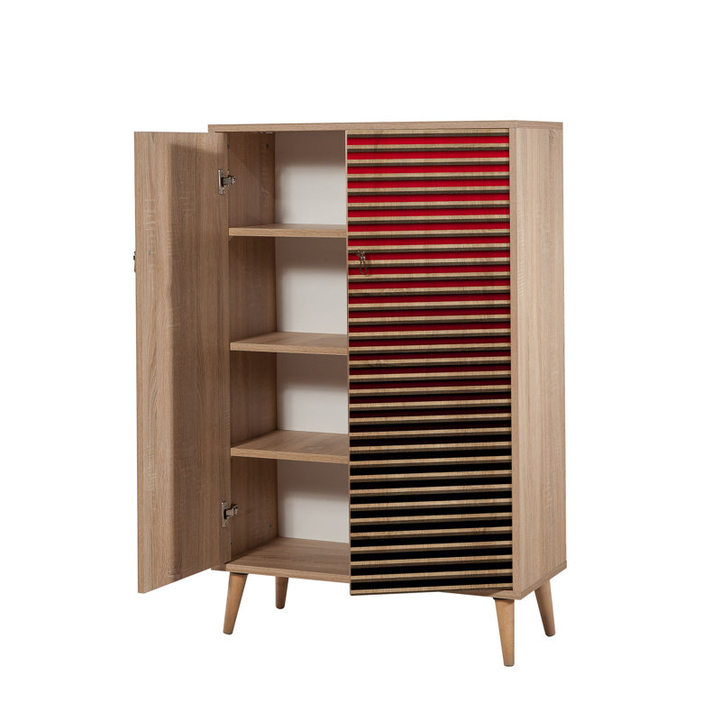 Stylish Multi-Purpose Cabinet, Sonoma Oak Finish, 31.5 x 50.0 x 14.2 inches | 100% Melamine Coated Particle Board, 0.7 inches Thick | Hornbeam Legs, Metal & Rope Handles, UV Coating, Wall-Mountable, Modern Design, Additional Storage