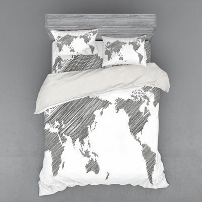 World Map Eclectic Duvet Cover