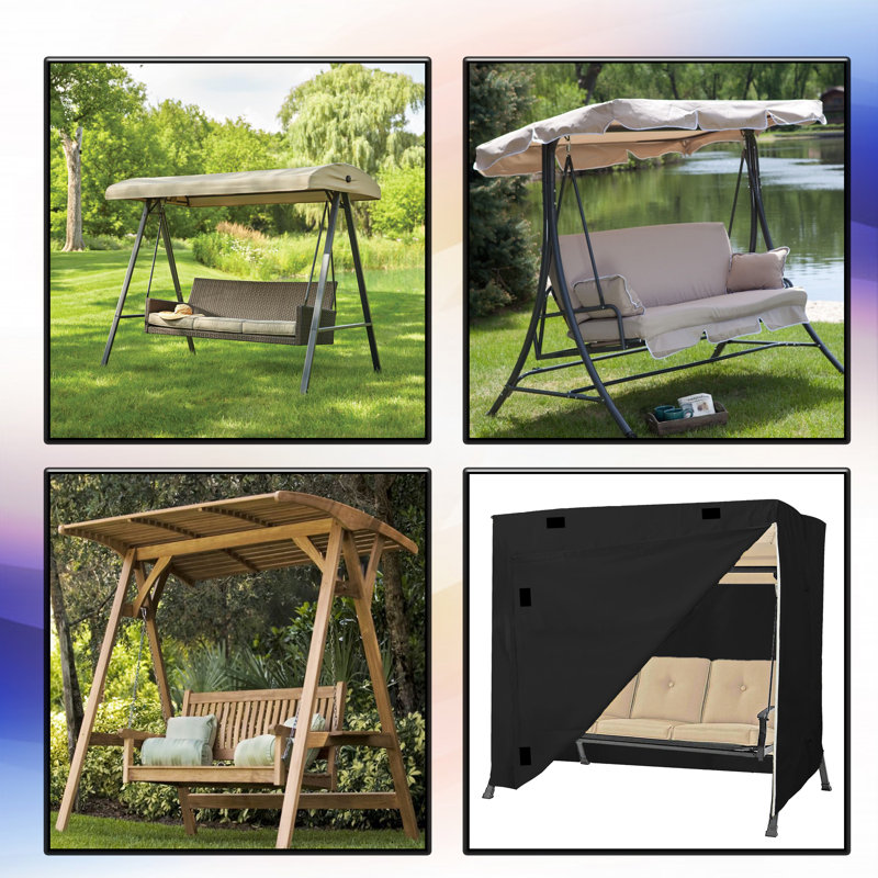 Outdoor Swing Seat Cover, 182.9cm H x 203.2cm W x 144.8cm D, Black