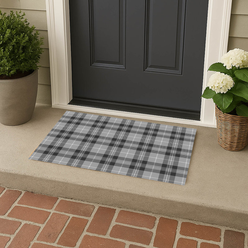 Paillasson Tartan Block, Gris, L 34 po x L 21 po