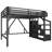 Full Loft Bed with Storage Stairs, Shelves & Built-in Wardrobe, USB Ports & LED Lights, Noise-Reduced, Black-33810124-33810126