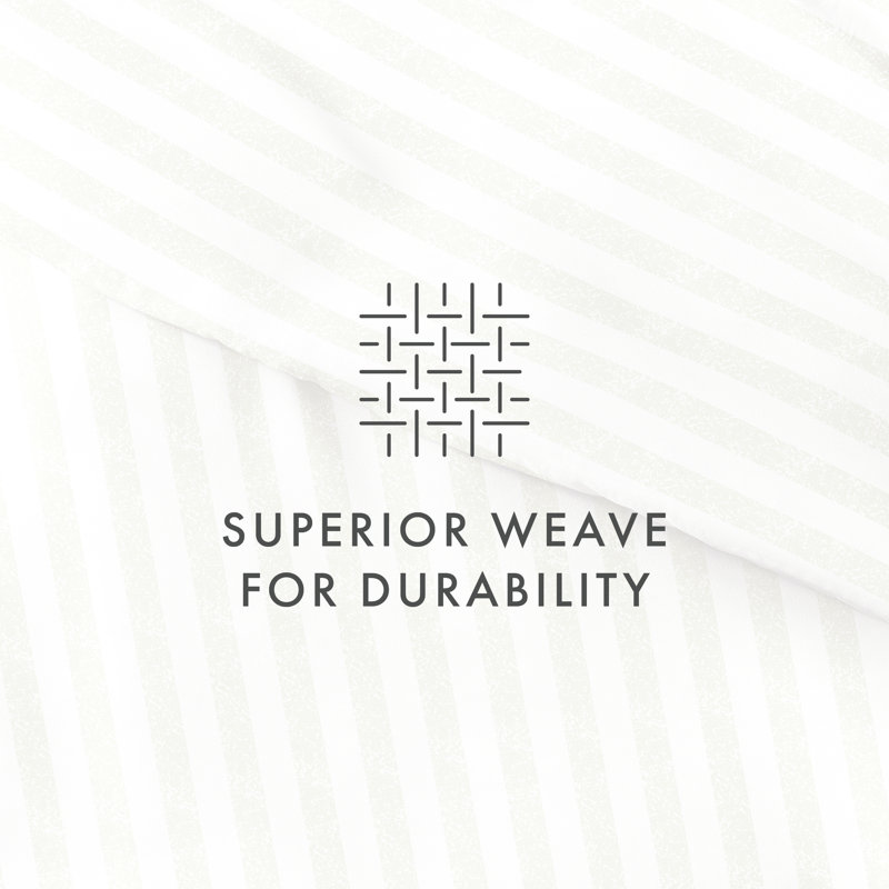 Sage and White Striped Twin Microfiber Duvet Cover Set