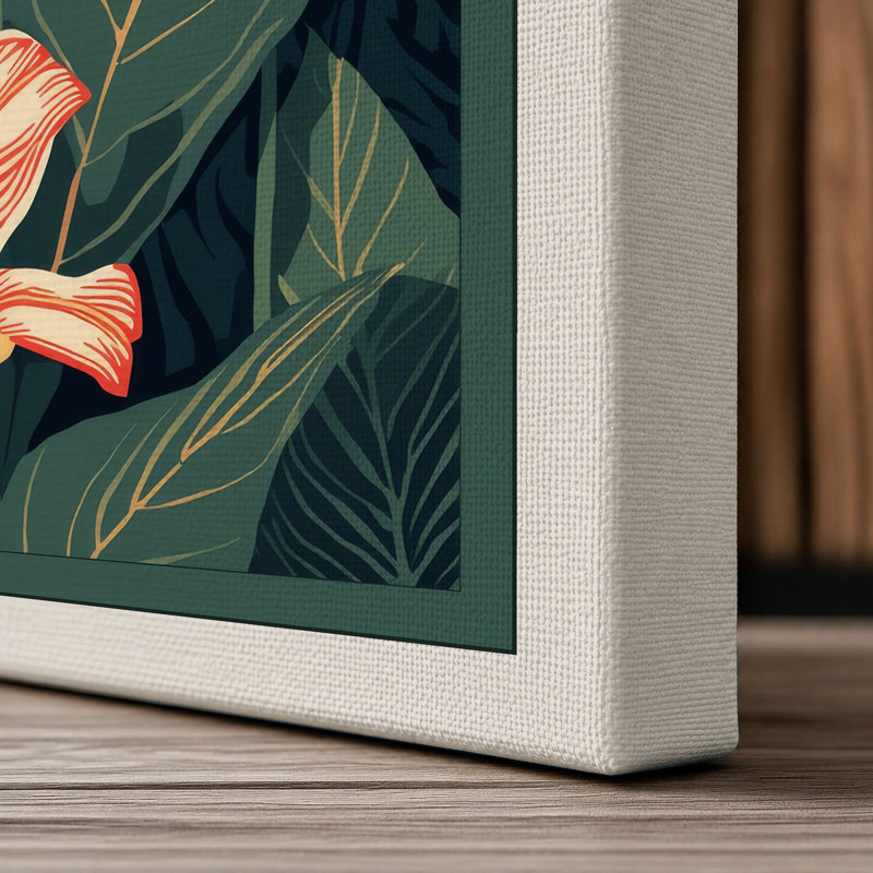 Tropical Blooms Botanical - Wrapped Canvas, 36x24 - 91.4 x 61.0 cm, Cream Border