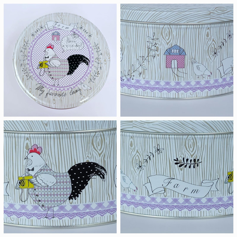 Pack Of 3 Stackable Round Metal Tin Containers With Lids – Multipurpose Tins For Storing Cookies, Candies, Kitchen Essentials, Stationery,Gif Box For Valentine Day – Rustic Farmhouse Rooster Design