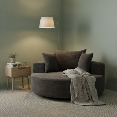 55" Wide Compression Swivel Round Pillow Back Sofa With Cotton Blend Upholstery Cushions Modern Comfy Lounge Sea