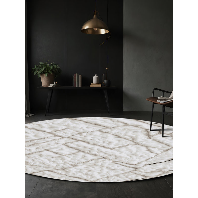 Tapis gris lavable à la machine, Rond 4 pi