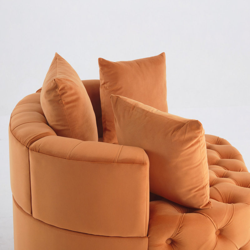 Largeur 40,6 po Chaise d'appoint / Fauteuil demi-tonneau classique pour salon / canapé de loisirs, Orange