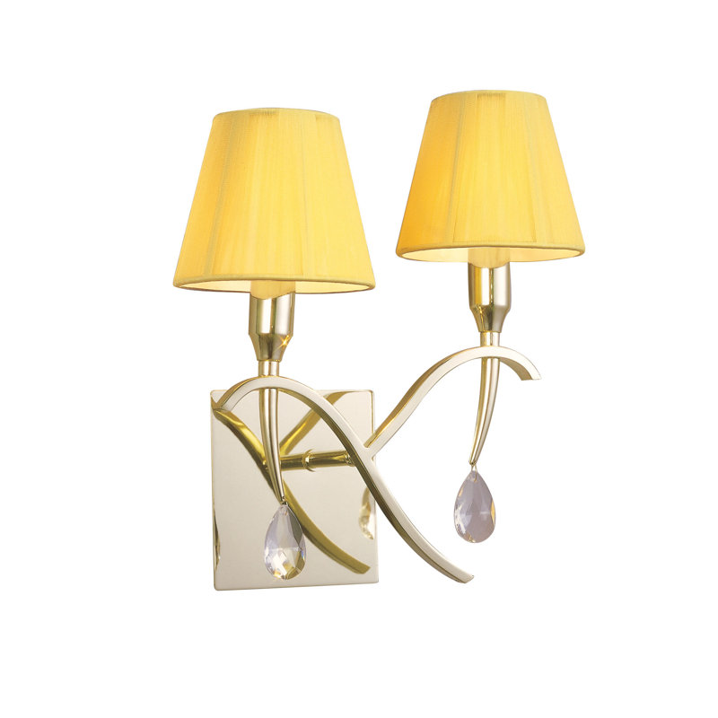 Yuri 2-Light Dimmable Wallchiere, Polished Brass, Yellow
