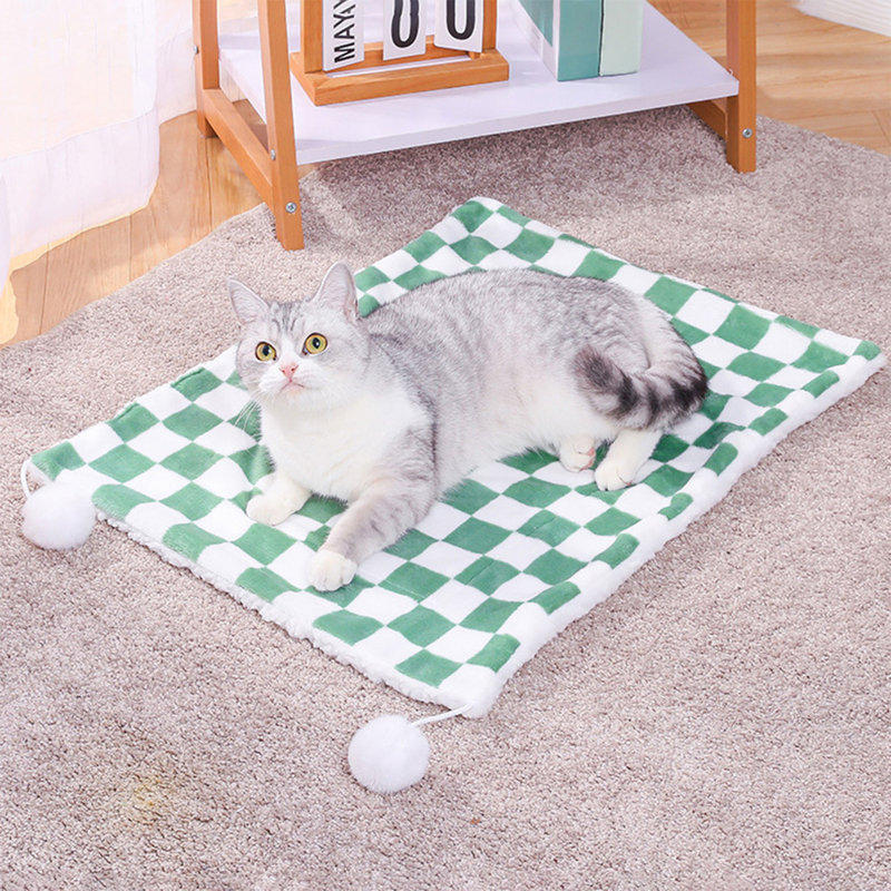 Couverture chaude en damier pour animal de compagnie, 19,69 po x 15,75 po, vert, Vert