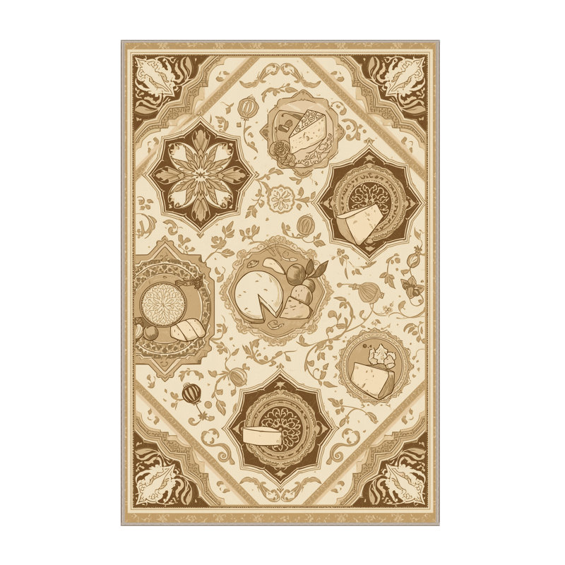 Machine Washable Elkton Cheese Platter Classic Oriental Rug in Beige – Beige Binding, 2x5