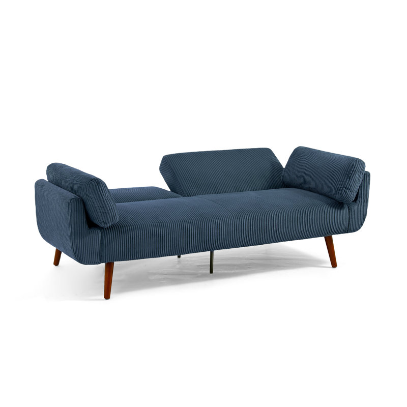 Flared Arm Convertible Corduroy Sleeper Sofa, Navy