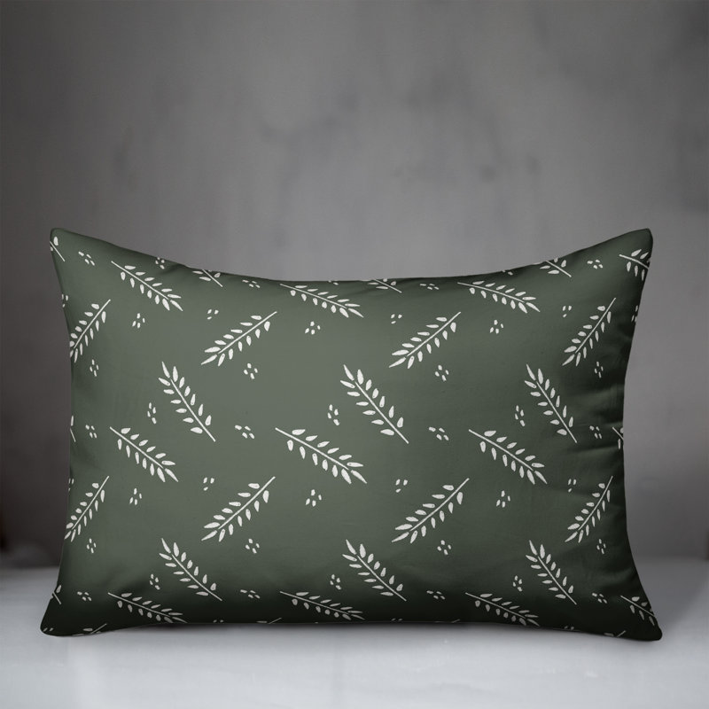  Coussin décoratif floral intérieur / extérieur en polyester, H 18 po x l 25 po, Sauge