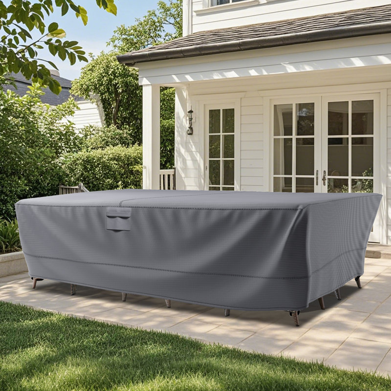 Housse pour mobilier d'extérieur durable en tissu 600D Oxford avec poignées et sac de rangement, Gris