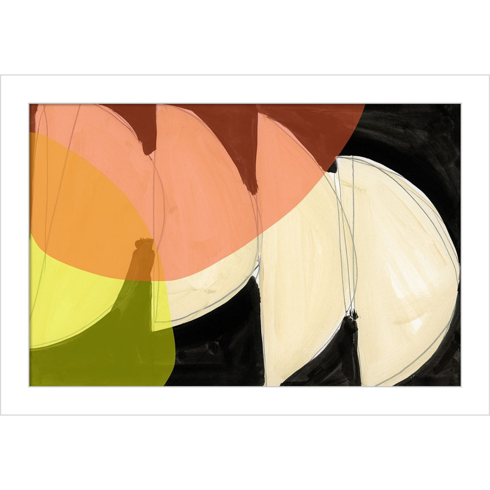 Gilpin "Four Semi Moons I" Print, 9" H x 13" W, White