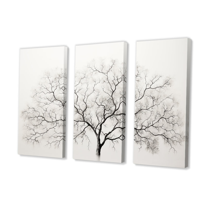 Blanc et gris minimalisme érable - ensemble d'art mural érable, H 32 po x l 48 po x P 1 po
