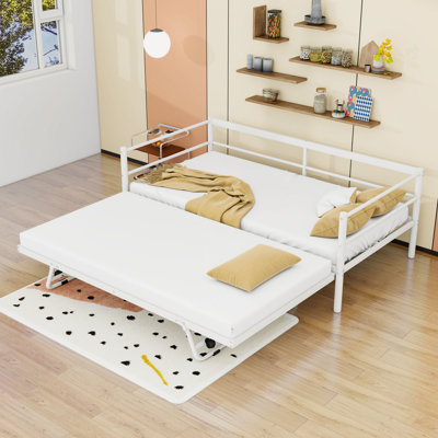 Twin Metal Daybed with LED and Twin Size Pop Up Trundle by Latitude Run