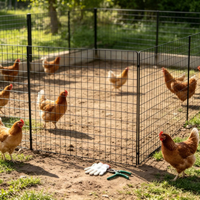 36' x 50' Black Vinyl Coated Welded Wire Mesh Fence for Garden, Poultry & Pet Enclosures