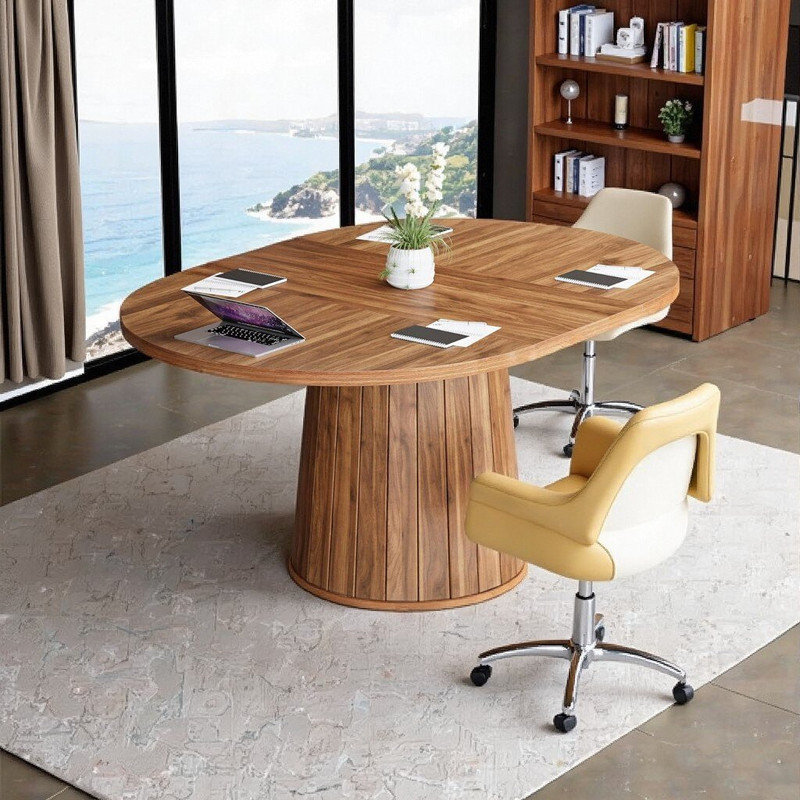 Table de conférence rustique ovale Bureau d'ordinateur Bureau d'écriture Bureau de direction - Table de réunion de style campagnard 6 places pour bureaux modernes