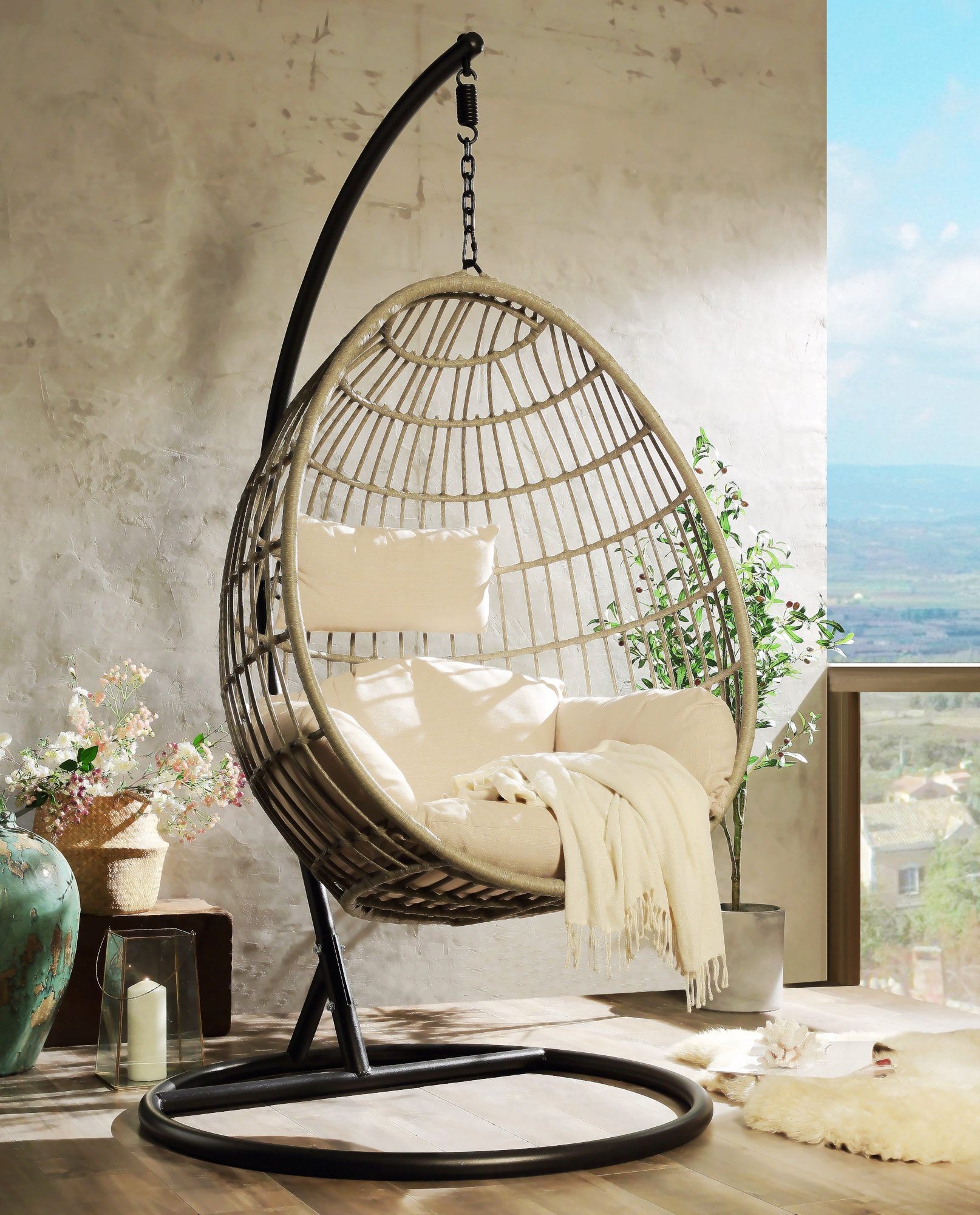 Bungalow Rose Vasant Patio Swing Chair With Stand - Wayfair Canada