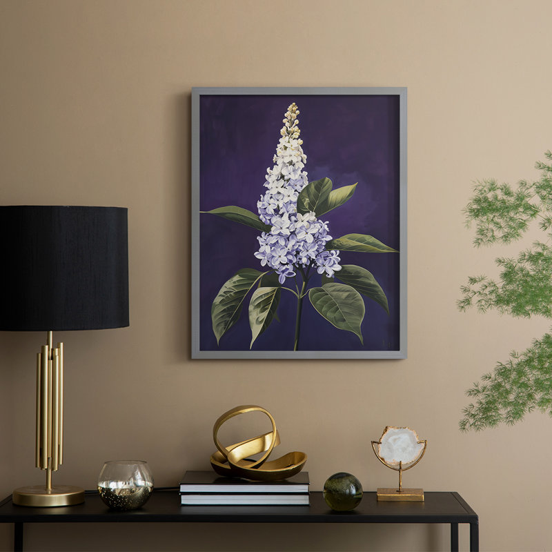 Série FLORAL CCxxix - reproduction encadrée de qualité supérieure - prête à être accrochée - aucun clou requis, Gris