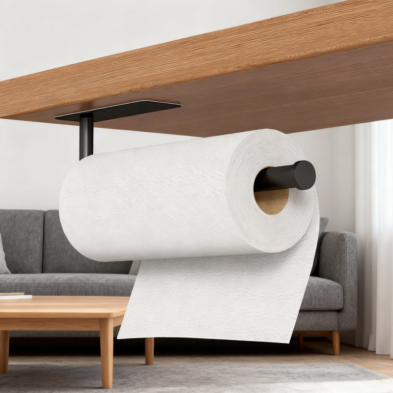 Porte-essuie-tout sous armoire, support mural auto-adhésif sans perçage, organisateur de cuisine et de salle de bain en acier inoxydable, peu encombrant pour la maison ou le véhicule récréatif