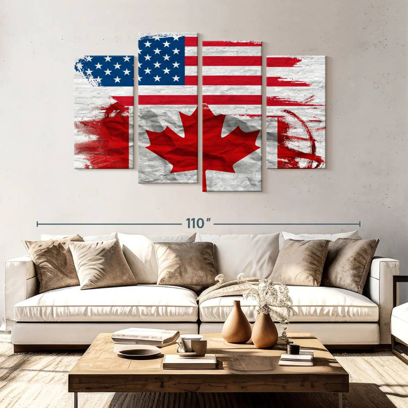 Drapeau des États-Unis et du Canada, H 54 po x l 84 po