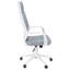 Chaise de bureau ergonomique en maille grise et en métal blanc, siège très large et profond avec pivot réglable à 360 degrés, base en métal