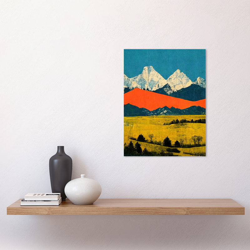 Winter Mountains Landscape Modern Papercut - Print, Unframed, 40.5cm H x 30.5cm W