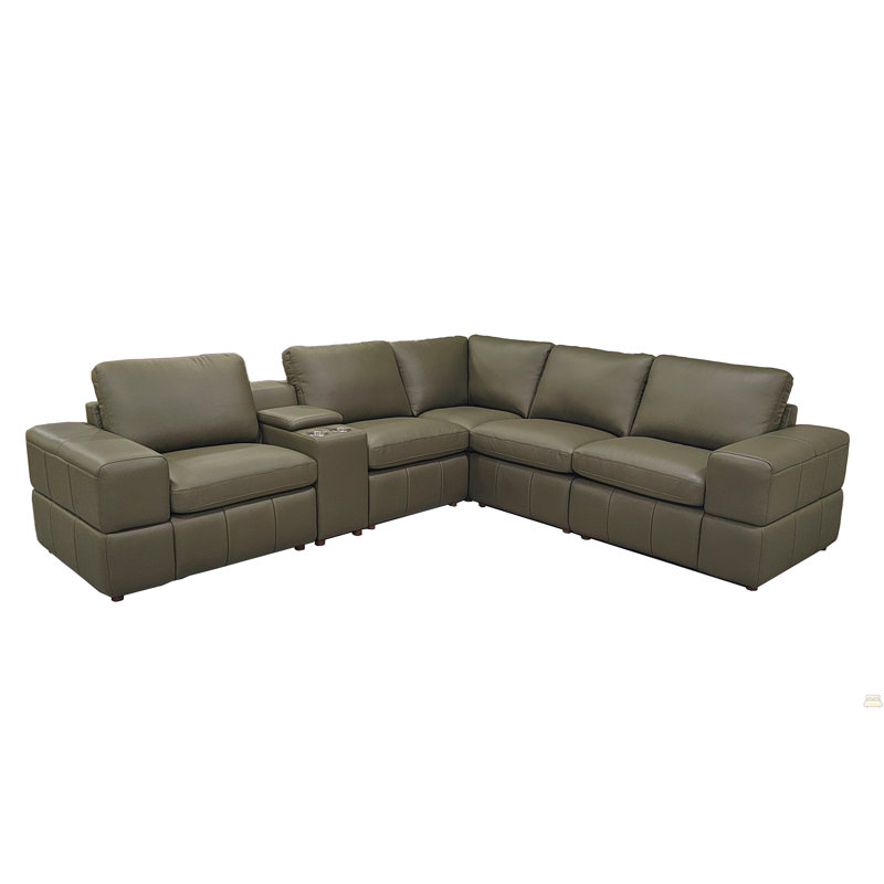 Canapé modulaire à large accoudoirs en cuir assorti