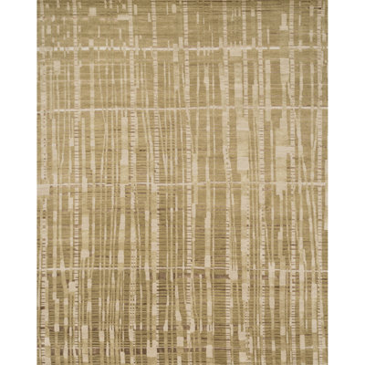 Tapis ambre / brun noué à la main à motif abstrait Hermitage