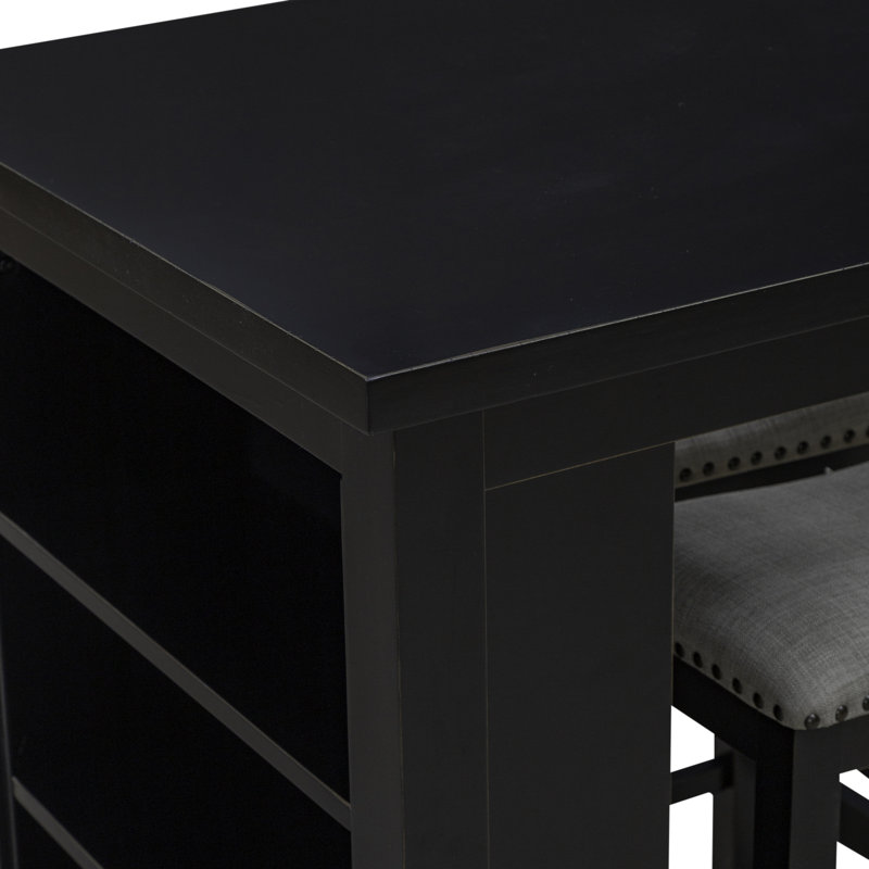 Latour Counter Height Dining Set w/ Upholstered Seats, Black, 36” H x 36” L x 30” W