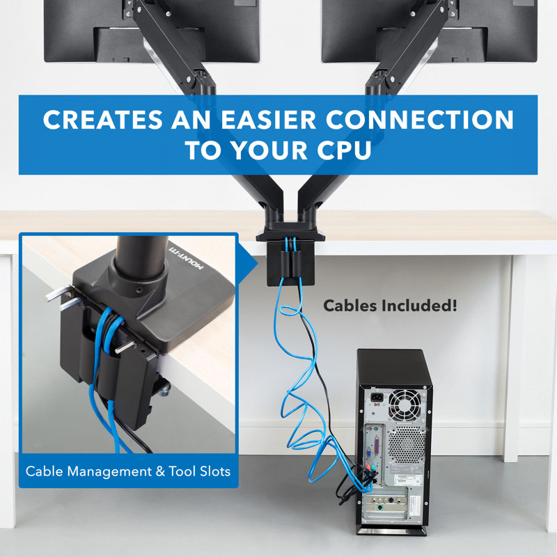 Height Adjustable Universal 2 Screen Desk Mount