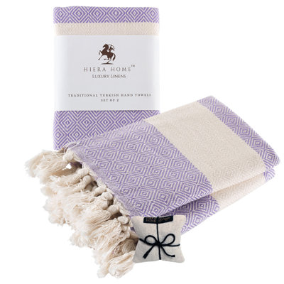 Turkish Hand Towels Set of 2 Decorative Towels for Bathroom and Kitchen - Soft, Absorbent and Quick Dry Farmhouse Towels for Hands, Hair and Face (19x39 inches)