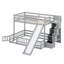  Lit superposé simple au-dessus de double avec glissade et escalier de rangement Keeana-930334864