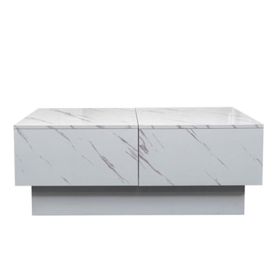 Table basse avec plateau coulissant, table centrale avec compartiment de rangement caché, table extensible pour le salon