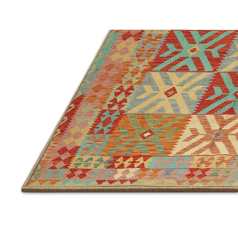 Tapis orange / jaune / vert Dure, Rectangle 8 pi 0 po x 10 pi 0 po