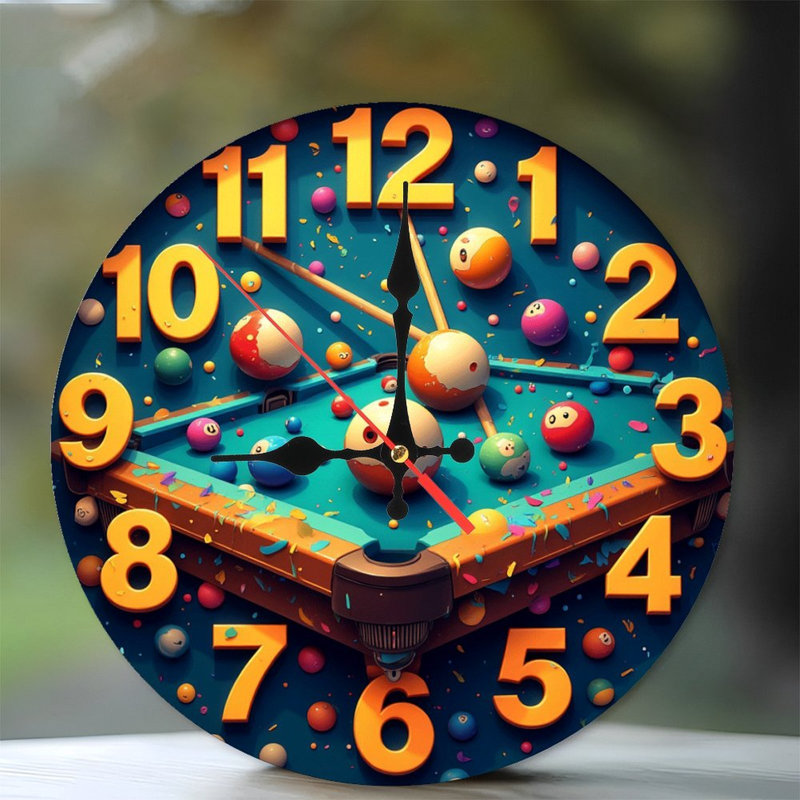 horloge de billard colorée avec nombre unique et vibrant