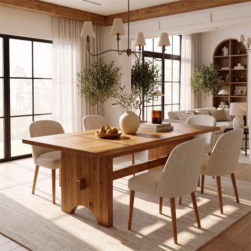 63" Farmhouse Solid Wood Dining Table for 6