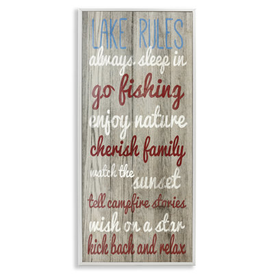 Rustic Lake Rules Framed Giclee Art by Sd Graphics Studio