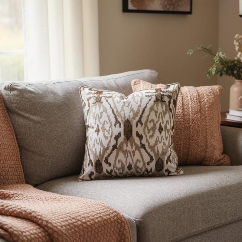 Ikat Cotton Throw Pillow