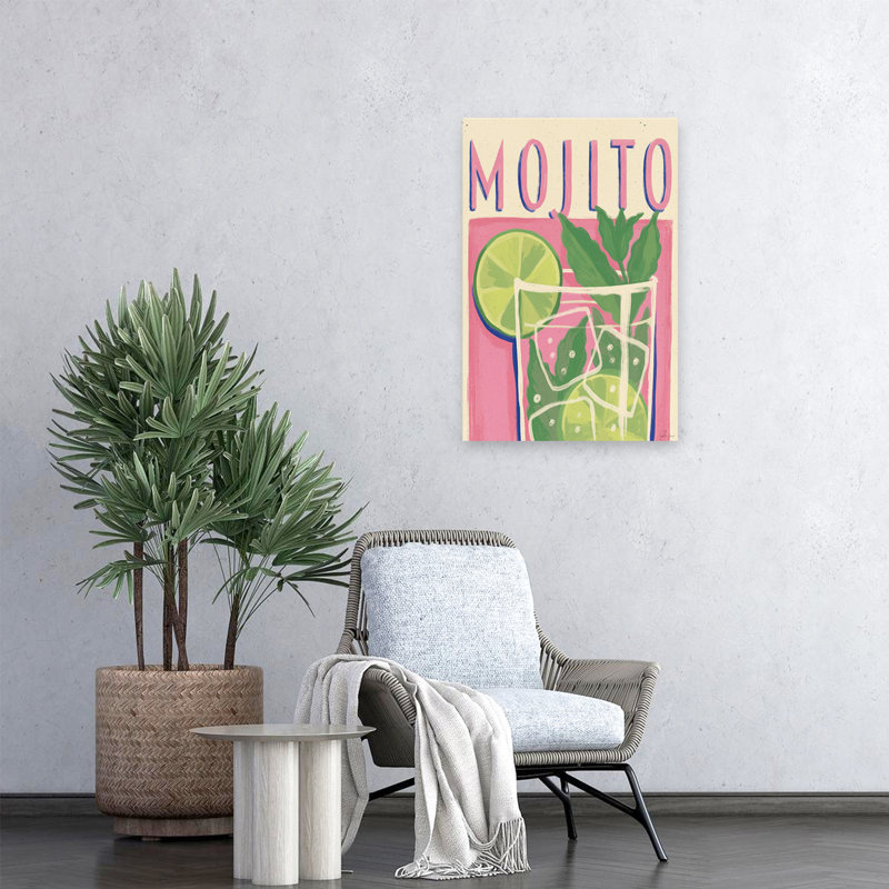 Cocktail II - Publicité cocktail, art vert, H 24 po x l 16 po