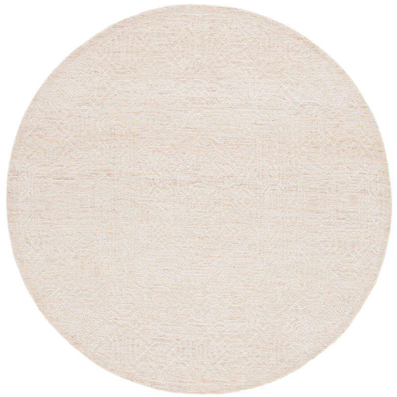 Houde Hand Tufted Wool Cotton with Latex Geometric Rug in Gold/Ivory, Round 6'