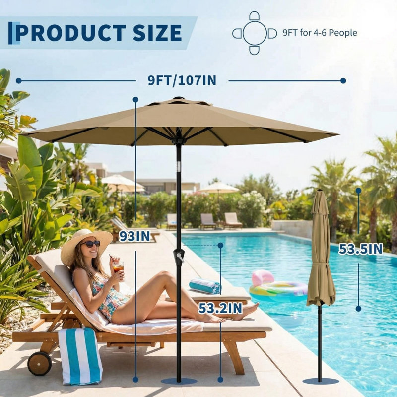 107cm Balcony Parasol, Brown